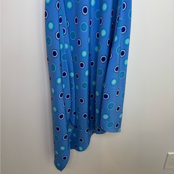 Vintage Y2K Blue Polka Dot asymmetric spaghetti strap Dress size 10 - Picture 7 of 8